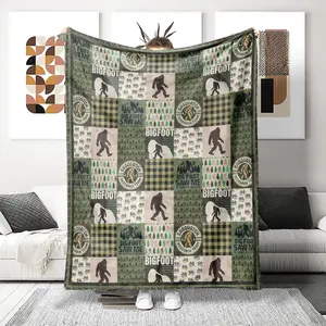 Ultra Soft Flannel Woolen Blanket with Bigfoot Pattern, Perfect Gift for All Occasions, Cozy & Skin-Friendly, Ideal for Home & Holidays, Plaid Pattern Blanket
