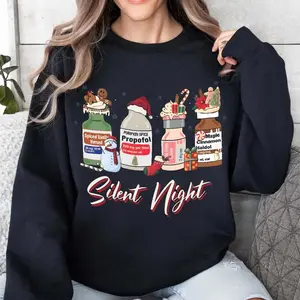 Christmas ICU Nurse Shirt, Dream Team Sweatshirt, Santa's Helpers Silent Night Long Sleeve Comfort