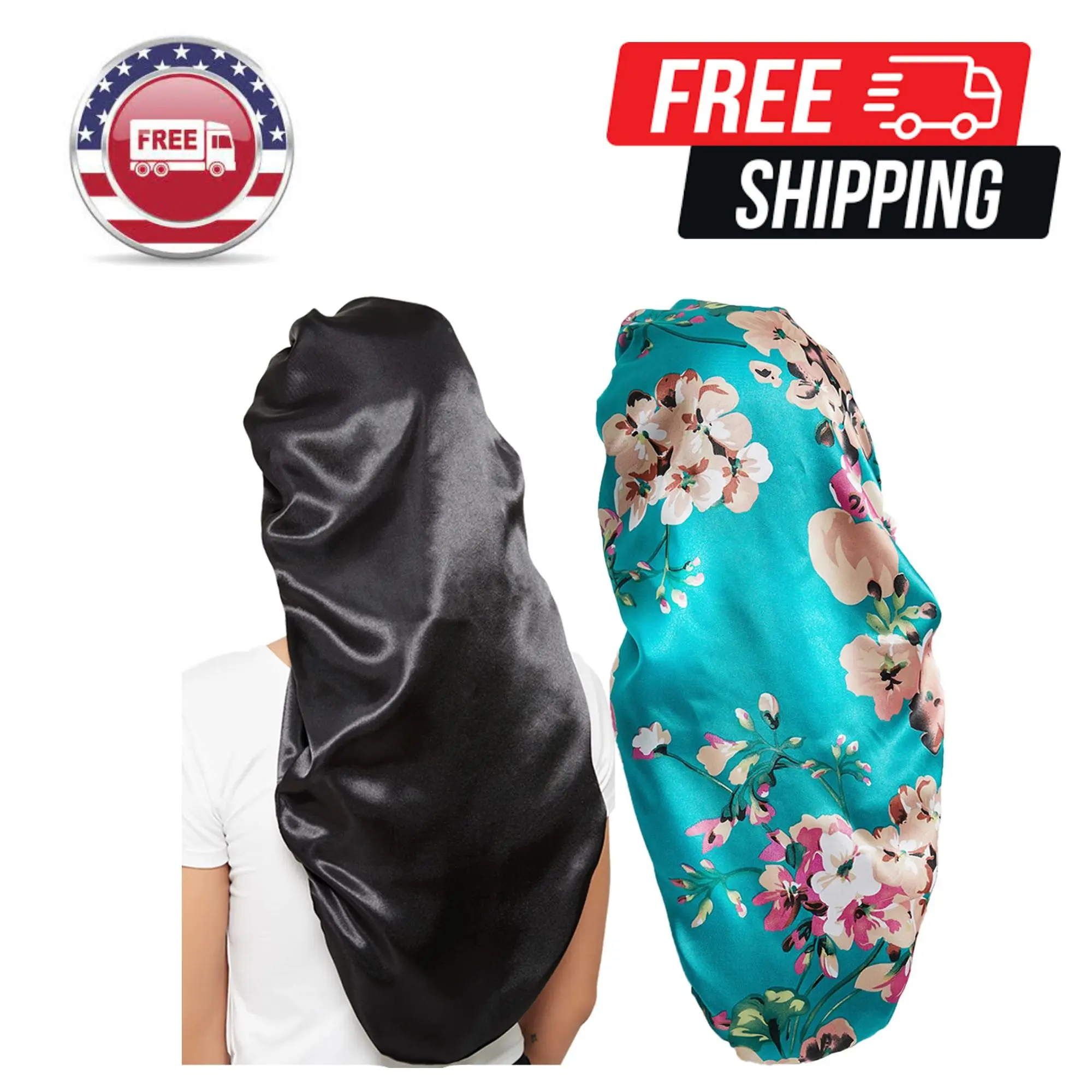 2 Pcs Silk Bonnet for Women, Soft Elastic Band Sleeping Cap for Braids