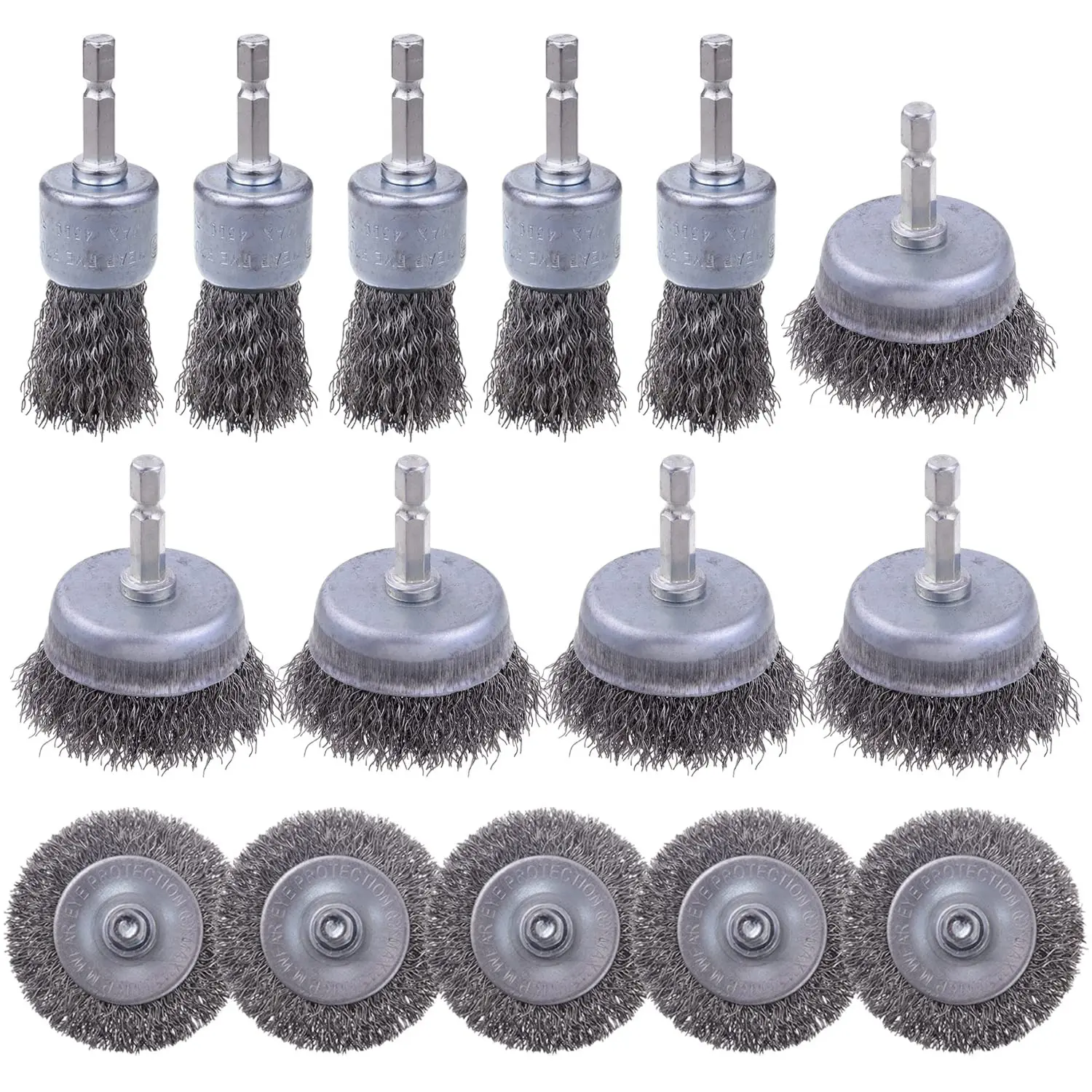 15 Pack Steel Wire Wheel Brush Set with 1/4-Inch Hex Shank for Rust Removal,Corrosion and Scrub Surfaces,Christmas Party Gifts,Hand Tools Kits,Summervibes
