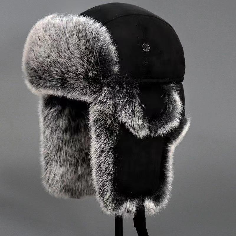 Men's Winter Ushanka Earflap Trooper Hat Aviator Windproof Hat Faux Fur Warm Hat Ski Beanies Cap Berets Skull caps