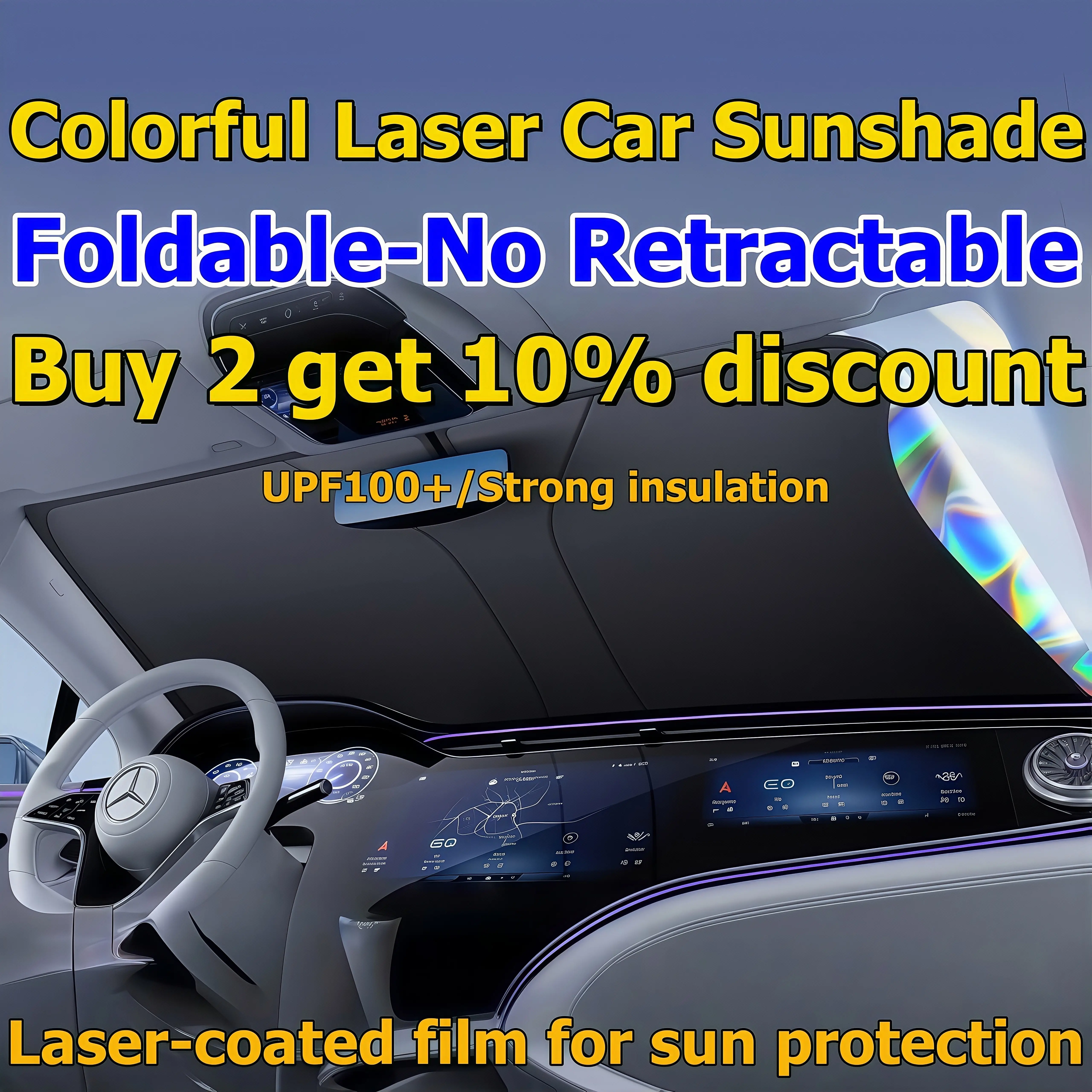 Laser Car Windshield Sun Shade Reflector Sunshade Offers Ultimate Protection for Car Interior Cool Reflective Sun Blocker Fits Sedan SUVs MPVs 57*32 i