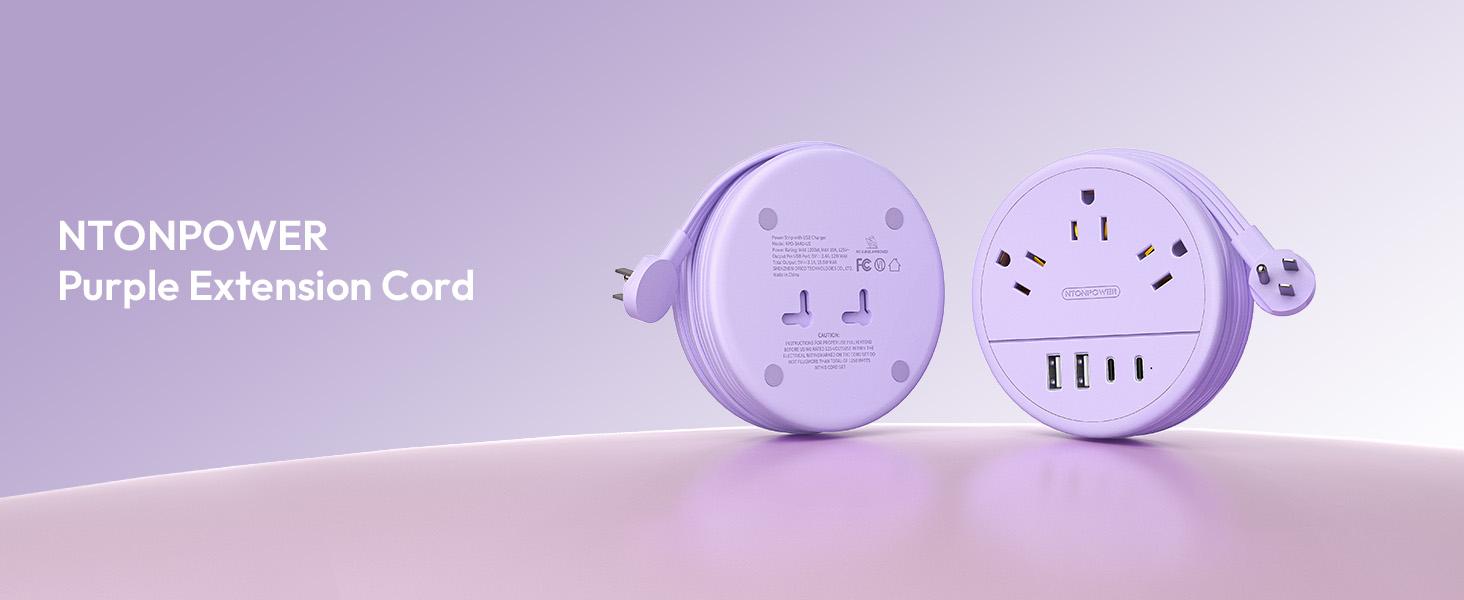 NTONPOWER Travel Power Strip Cruise Approved, 7-in-1 with 3 AC Outlets & 4 USB (2 USB-C), Flat Plug 4FT Wrapped Around Extension Cord, Travel Essentials for Cruise, Hotel & Dorm, Purple Round Strip, Smart USB Charging NTONPOWER Travel Power Strip Cruise Approved, 7-in-1 with 3 AC Outlets & 4 USB (2 USB-C), Flat Plug 4FT Wrapped Around Extension Cord, Travel Essentials for Cruise, Hotel & Dorm, Purple Round Strip, Smart USB Charging