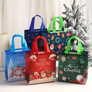 Christmas Gift Bag, 5/10pcs Reusable Gift Bag with Handle, Waterproof & Sturdy Gift Bag for Presents, Party Favors, and Shopping