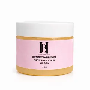 Hennovabrow Brow Prep Scrub for Browing - Lightweight Gentle Formula with Silicone Brush for All Skin Types 4oz