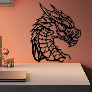 1pc Vintage Dragon Metal Wall Art, Unframed Wall Art, Vintage Dragon Statue Mural, Perfect for Dining Area Wall, Farmhouse Wall Decor, Christmas Decor, Ideal Gift for Antique Lovers, Rust-Resistant Metal, Artistic Decoration