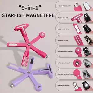 9-in-1 Cat Eye Nail Magnet Tool, Strong Magnetic Nail Art Stick for Gel Polish Heart French Line Stripe Wide Cat Eye Effect Manicure DIY Nail Tools Nail Care