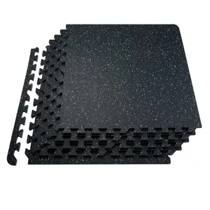 12-Piece 0.56-Inch Thick Interlocking Gym Floor Mats, 24 X 24 Inches, EVA Foam And Rubber Top, Waterproof Puzzle Exercise Flooring, 48 Sq Ft Coverage For Gym, Home, Garage, Basement, Black And White