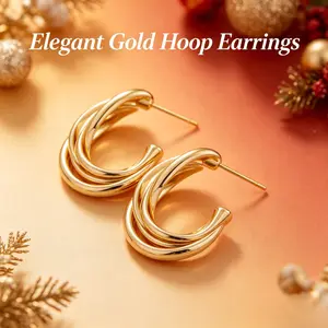 Twisted C Shape Hoop Earrings, 14K Gold Plated & Silver Two Tone Minimalist Open Hoops, Hypoallergenic Curved Twist Stud Earrings for Women Daily Wear Wedding Party Jewelry Gift small men's