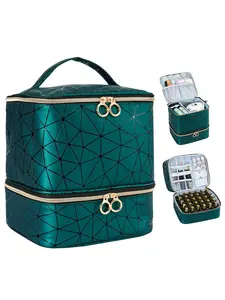 Nail Polish Storage Bag Holds 30 Bottles & Nail Lamp, PU Leather Manicure Tool Box, Essential for Beauty Studios, Makeup Storage Bag