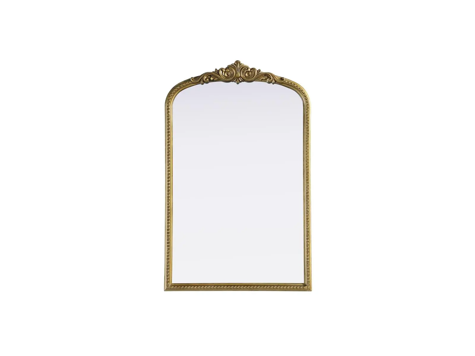 212 MAIN Naomi Series Lightweight Hanging Vintage Arched Decor Mirror - Resin-MDF-Metal Frame, Hand-Painted Traditional Design, 27x42 in, Antique Brass Wall Mount, Above Fireplace Mantel Home Decor (MR7F2742AB)