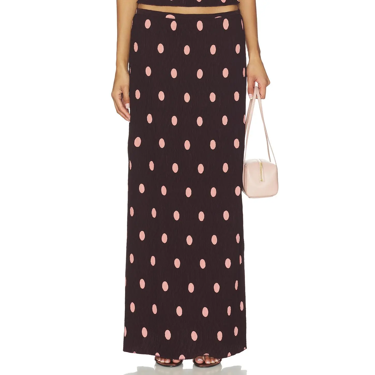 LIONESS x REVOLVE Ford Maxi Skirt in Burgundy Polka