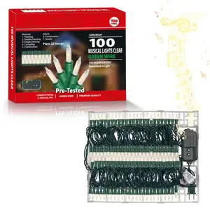 LAMPHOME Musical Christmas Lights,100 Lights 23.7ft Plays 25 Classical Holiday Songs,UL Certified Mini Bulb String Lights for Outdoor Christmas Tree Garden Party Patio Garland Decor (Clear)