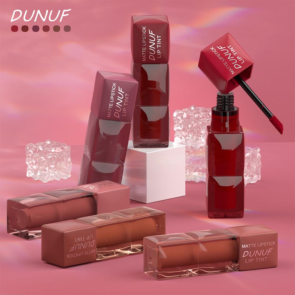 DUNUF modest mauve 6 PCS Matte Velvet Lip Tint Set - Viral Transfer-Proof Long-Lasting Lip Stain Kit, High Pigment Red, Brown & Nude Shades for All Skin Tones, TikTok Must-Have Makeup holiday