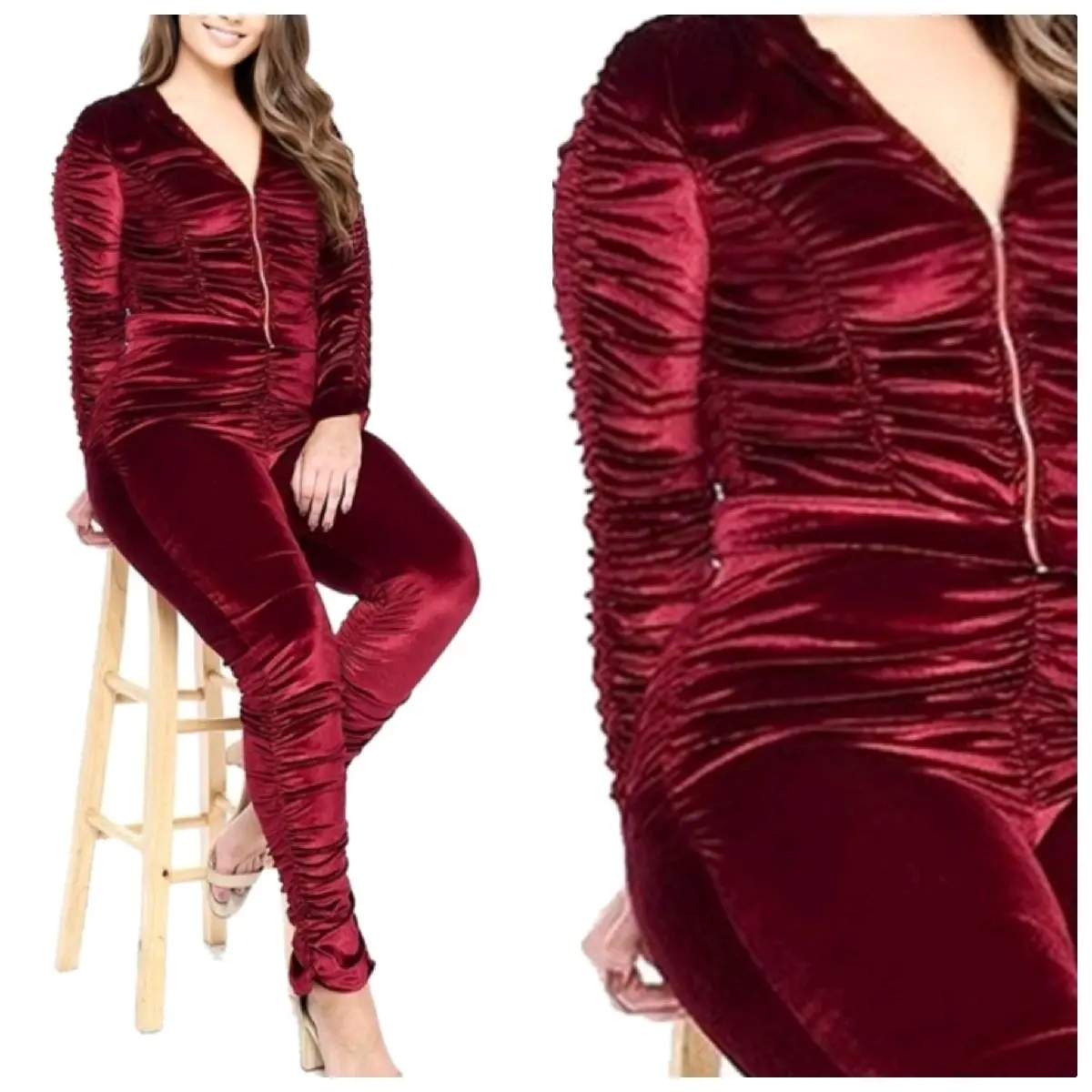 Plus Burgundy Jogger Set - Pants & Top, Long Sleeves, Comfortable Fit, Stylish Design