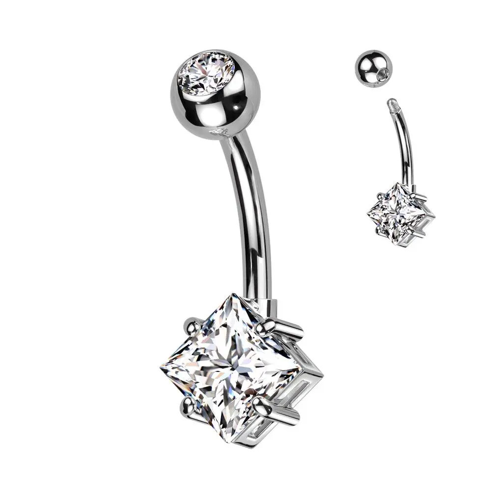 CZ Gem Implant Titanium Threadless Push In Simple Beauty Belly Ring