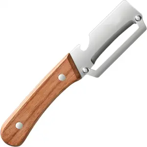 Premium Vegetable Peeler with Wooden Handle & Bottle Opener, Stainless Steel Blade Fruit Peeler for Apple Potato Pumpkin Papaya Zucchini