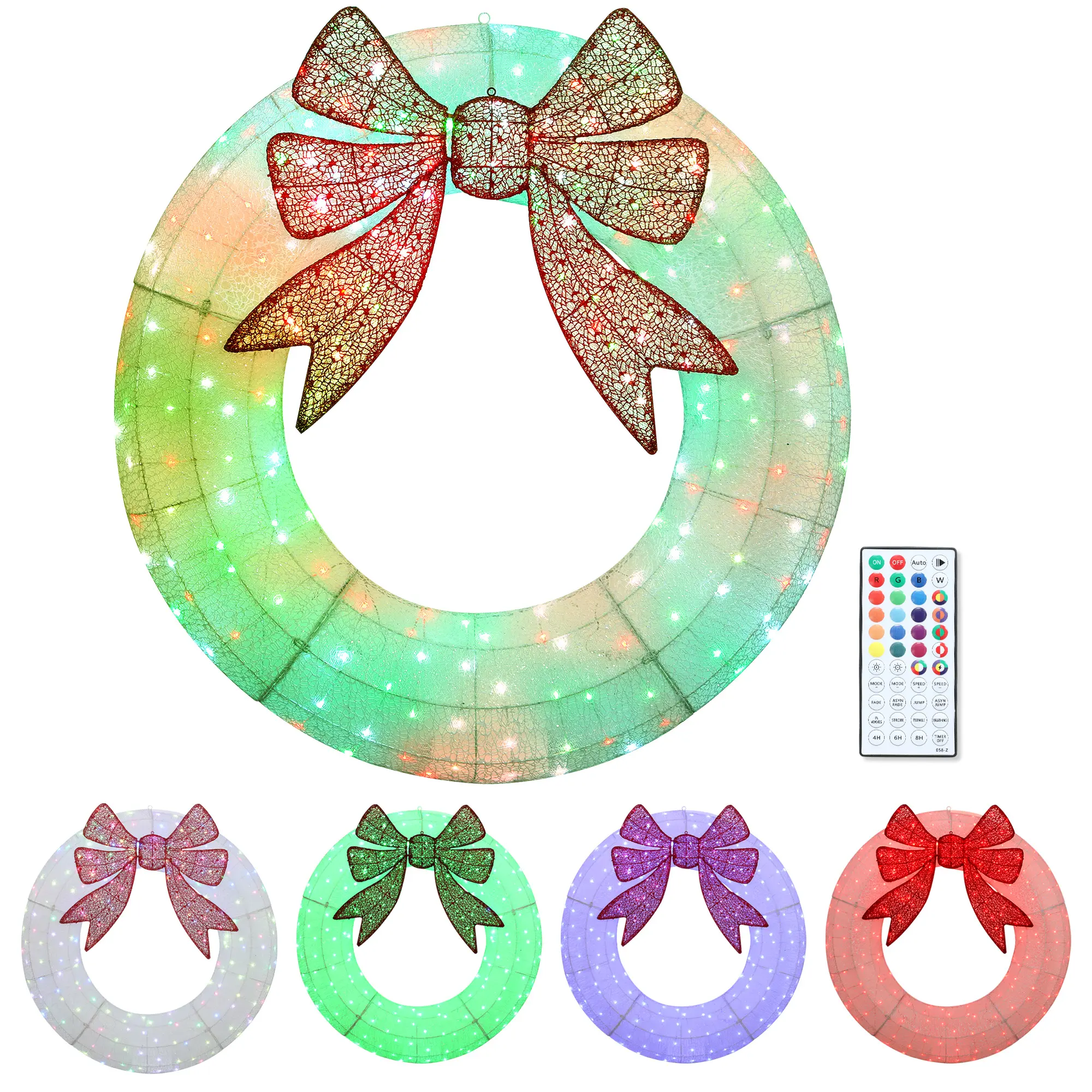 48 Inch Lighted Wreath Decoration with Dual Color LED – Christmas Wreath with Daily Timer & Remote. 232 Lights, 44 Modes. IP44 Waterproof. For Indoor/Outdoor