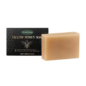 Organic Tallow Soap with Organic Castor Oil & Raw Honey - Relief for Dark Spots, Acne Marks, Hydrating & Nourishing - 3 Pack (Unscented)