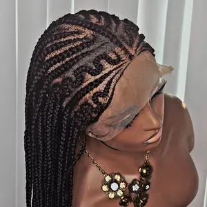 Black Alisha Keys Synthetic Braided Wig for Easy Styling with 360 Full Lace Natural Look Unisex Lightweight Versatile