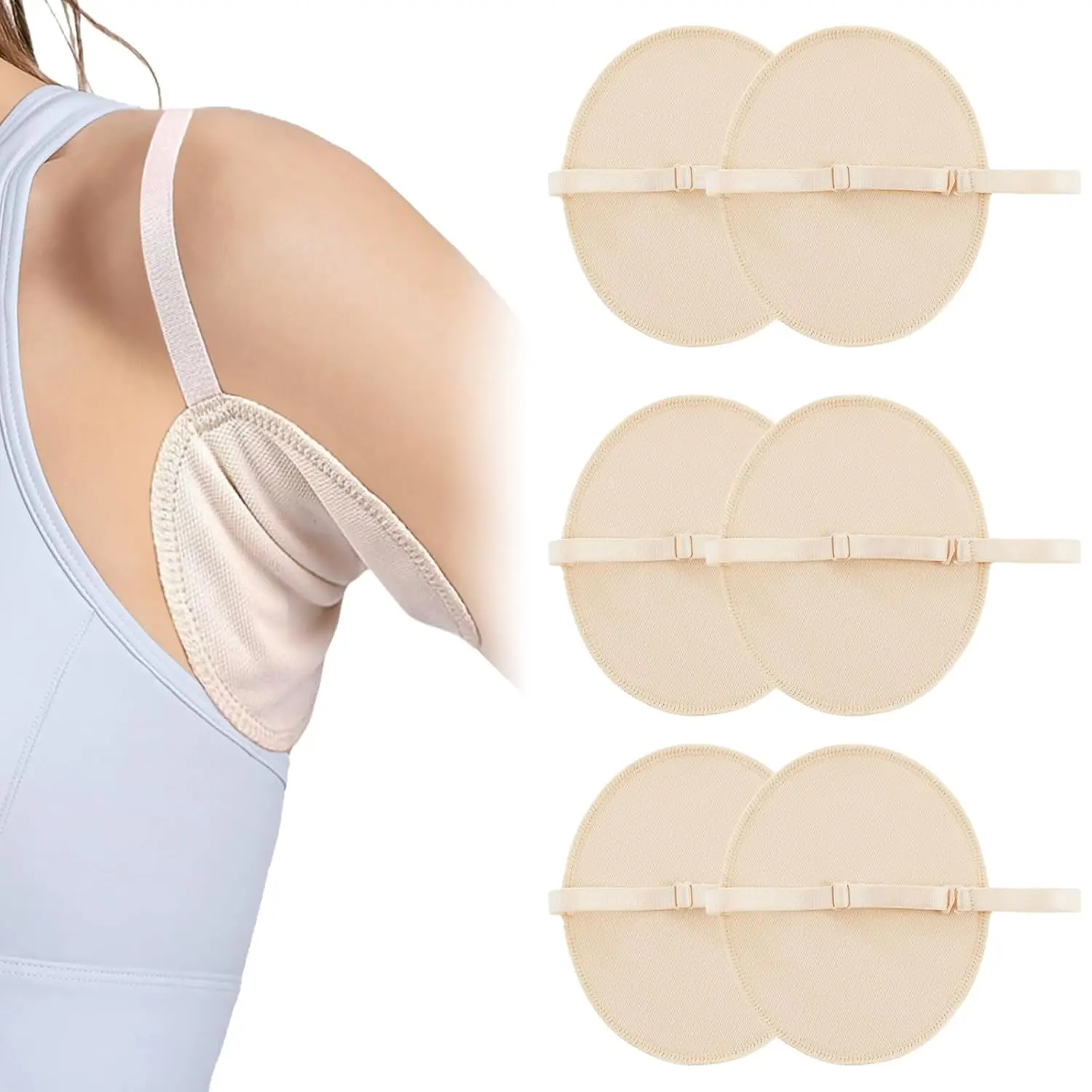 Unisex Reusable Underarm Sweat Patches (3 Pairs Multi-Pack) - Odor Resistant, Comfortable, Breathable, Moisture-Absorbing, Unscented Daily Body Care Antiperspirant, Deodorant Body Care, Odor Resistant Technology, Polyester, Wipe, Work, Daily Wear, Three P