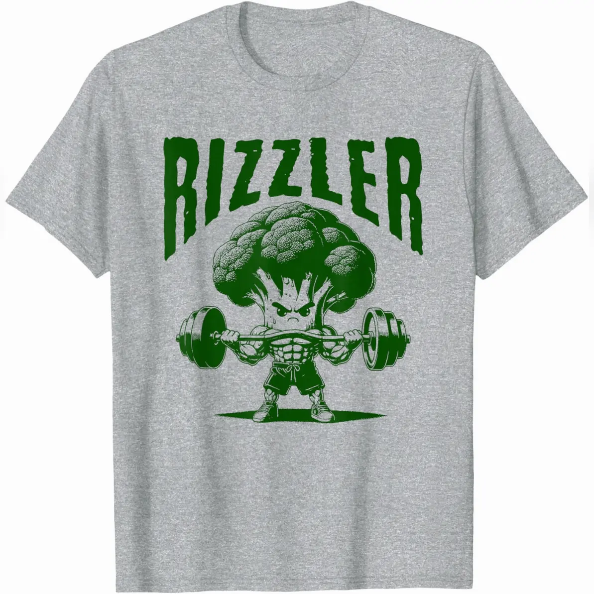 Rizzler Buff Broccoli T-Shirt, Funny Meme Graphic Shortsleeve Round Neck Tee for Women & Men, Relaxed Fit Cotton Casual Streetwear Top, Tshirt
