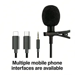 Professional Lapel Mic Portable Design Multiple Interface Compatibility Lightning Type C 3.5mm Noise Reduction Ideal for Vloggers Streamers Interviews Mobile