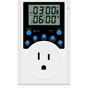 P-PDT05  Timer Outlet,  Multifunctional Infinite Cycle Programmable Plug-in Digital Timer Switch with 3-Prong Outlet for Appliances, 15A/1800W