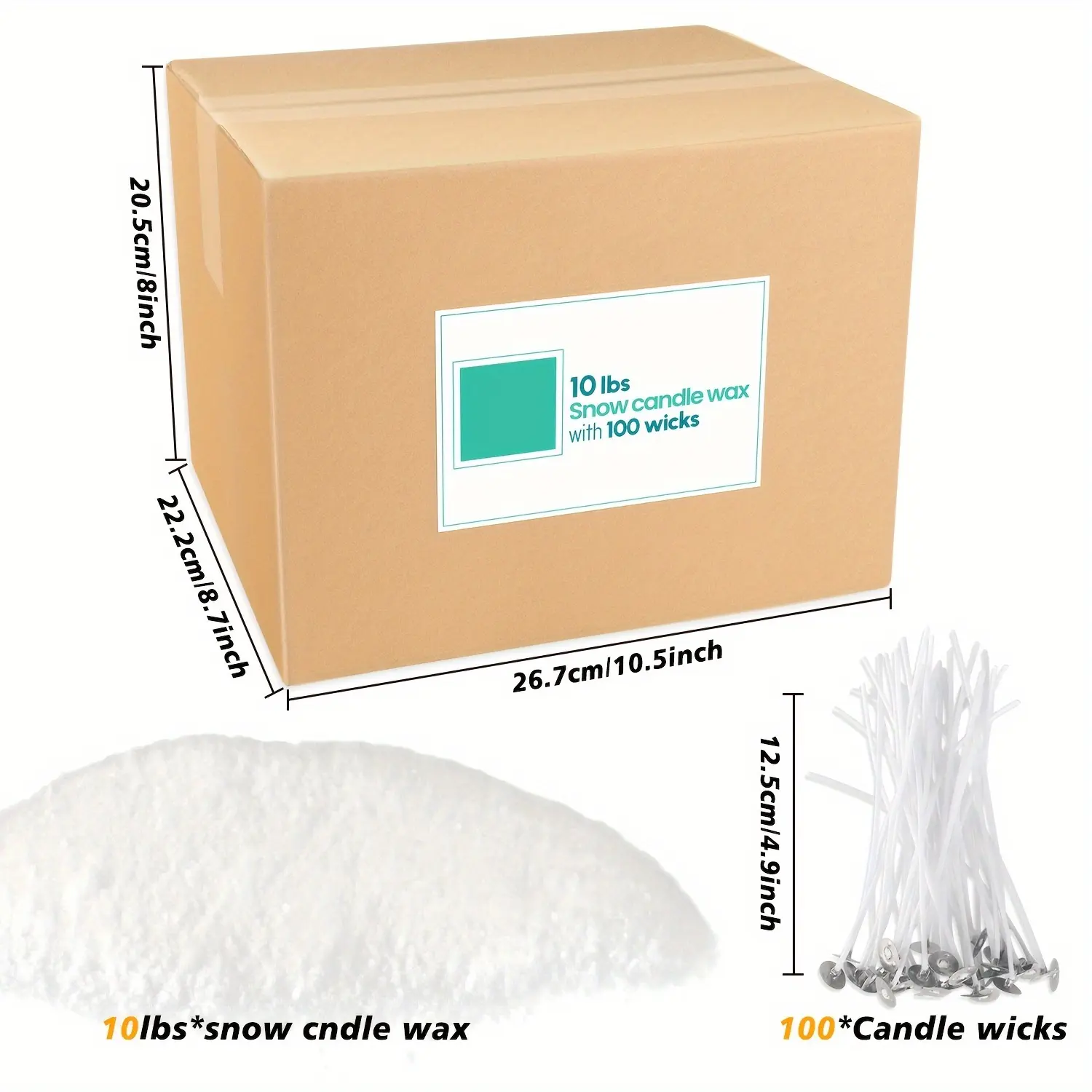 10 Pounds Of Pearl Sand Wax with 100 Wicks, Reusable, Continuous Burning, Fragrance Free Candle Powder, Specially Designed for Handmade Candles, Wedding Celebrations, And Party Decorations