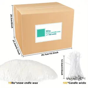 10 Pounds Of Pearl Sand Wax with 100 Wicks, Reusable, Continuous Burning, Fragrance Free Candle Powder, Specially Designed for Handmade Candles, Wedding Celebrations, And Party Decorations