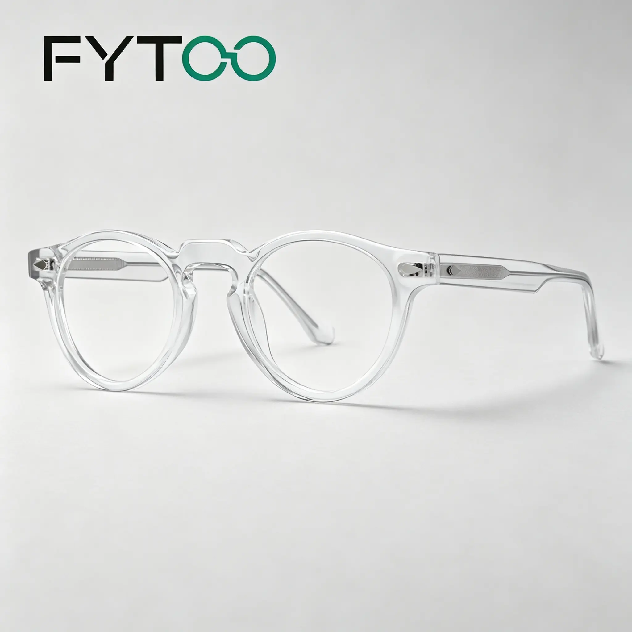 FYTOO Clear Round Acetate Glasses, Vintage Full Rim Transparent Optical Frame, Unisex Prescription Eyeglasses# browlineglasses