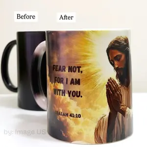 Jesus Heat Color Changing Mug 11 oz With The Statement Fear Not For I Am With You  Drinkware Cup Reusable
