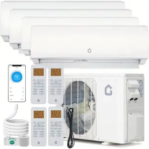 4 Zone Mini Split ACHeating System 35000 BTU 9K 9K 9K18K 19 SEER2 Dual Zone Ductless Wall Mounted Air Conditioner with Pre-Charged Condenser Not Include Copper Tube Line Set
