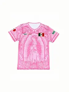 Guadalupe Virgin Soccer Jersey, Mexican Religious Football Shirt, Unisex Guadalupe Virgin Team T-Shirt, Casual Fitted Short Sleeve, Jersey Shirts