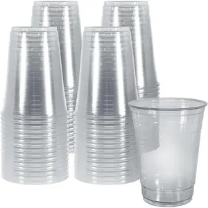 Clear Plastic Party  [Pack of 50] - 16oz Disposable Drinking Glasses- For Iced Tea, Smoothies, Punch, Beer, Cocktails - Beerpong  paper ring garland small cake container cups