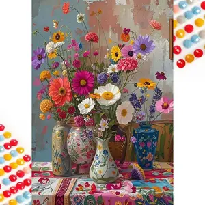 5D DIY Diamond Art Painting Kit, Vibrant Floral Mosaic Design, Canvas Art for Home Decor, Perfect Gift for Ramadan, Birthdays, Anniversaries