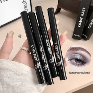 1Pc Matte Pearlescent Eyeshadow Sticks/eyeshadow Pens, Glitter Eyeshadow Stick, 6 Colors, Black Earth Tone Metallic Color, Long-lasting Waterproof and Sweat Resistant, Rotating Design, Valentine's Day Gift, Eye Makeup Product