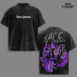 Blue Lock Don Lorenzo Graphic T-Shirt - Ace Eater Zombie Dribble Oversized Vintage Tee, Purple Hair Defender Anime Merch, Washed Black Cotton Streetwear for Otaku Fans and Soccer Lovers