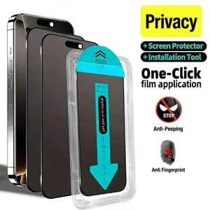 Tempered Glass Privacy Screen Protector for iPhone 16 15 14 series, Anti-Scratch, Fingerprint Resistant, Military-Grade Shatterproof Protection protective