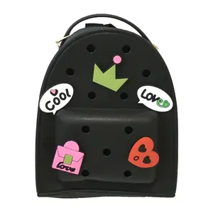 Fashion Culture Synthetic Graffiti Charms Silicone Mini Backpack - Unisex Adjustable, Durable, Portable Lightweight, Stylish Street Style Daypack, Black Bratpack, Adults Gifts, Adjustable Backpack