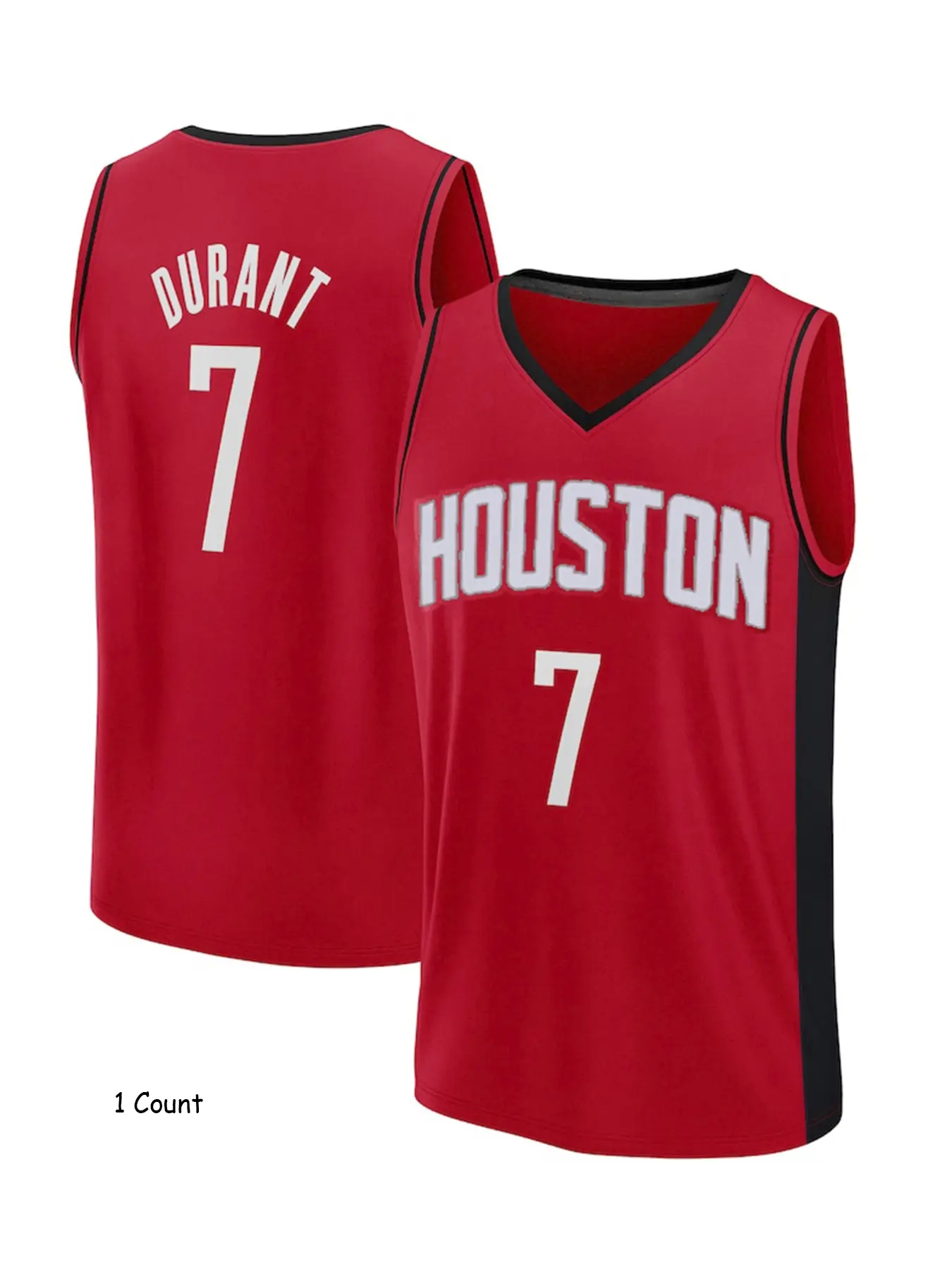 A men's embroidered #7 DURANT white, black, red basketball jersey - round neck mesh sports vest, digital embroidered breathable version suitable for competition, daily wear, party (S-3XL), Workout sportswear, Sports clothing