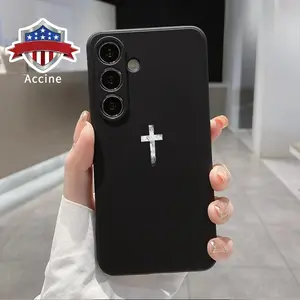 Case Compatible with Galaxy S24 Plus S25 S23 S22 Ultra S22+ Simple Cross Liquid Silicone Full Lens Protector Pocket-Friendly Softcase Gift for Boy