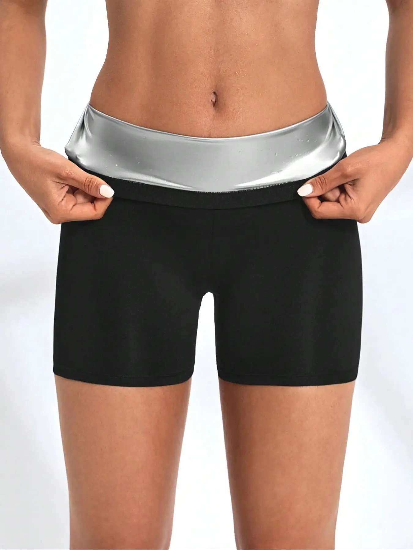 Women's High Waist Sauna Sports Shorts, Solid Breathable Comfortable Seamless Fitted Waist Skinny Shorts, Gym Shorts, Ladies Sportswear for Gym Yoga Workout Running, Fitness Waist Trainer, Sports Waist Trainer