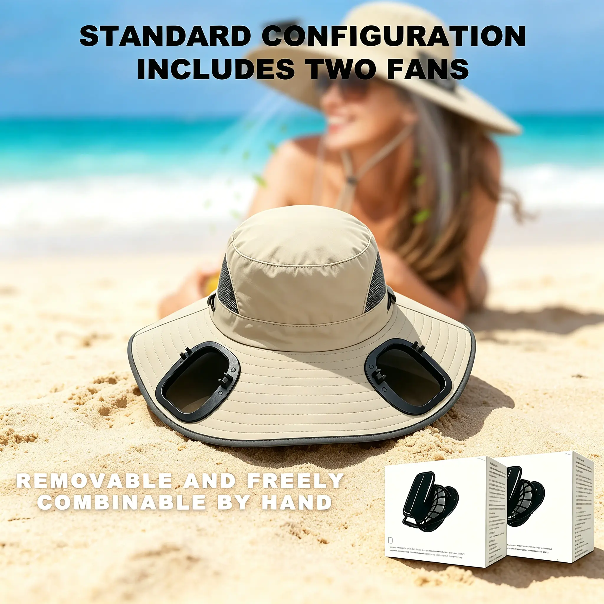 2026 Dual Fan Cooling Sun Hat for Men & Women, USB Rechargeable UPF 50+ Wide Brim Sun Hat, Waterproof Breathable UV Protection Hat for Gardening, Lawn Care, Yard Work, Fishing, Camping, Golf, Hiking, Construction & Farm Work