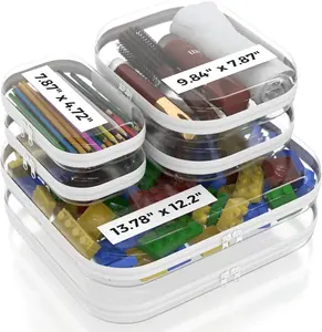 6PCS Clear Organizer Storage Box Clear Hard Zipper Case PVC Plastic CLear Storage Containers for Tools & Small Objects Girl Stuff Portable Travel Organizer Set Makeup Organizer Jewelry Box Toy Storage Bins High Transparency TikTokShopBlackFriday M+3SLMS