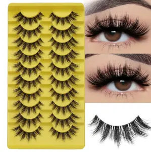 Faux Mink Fluffy False Eyelashes - 6D Curly, 13-15mm Thick Long Wispy, Explosive Dramatic Fluttering Effect - 10 Pairs Makeup Lash Extensions Kit, Natural Beauty Accessory for Daily Winter Use