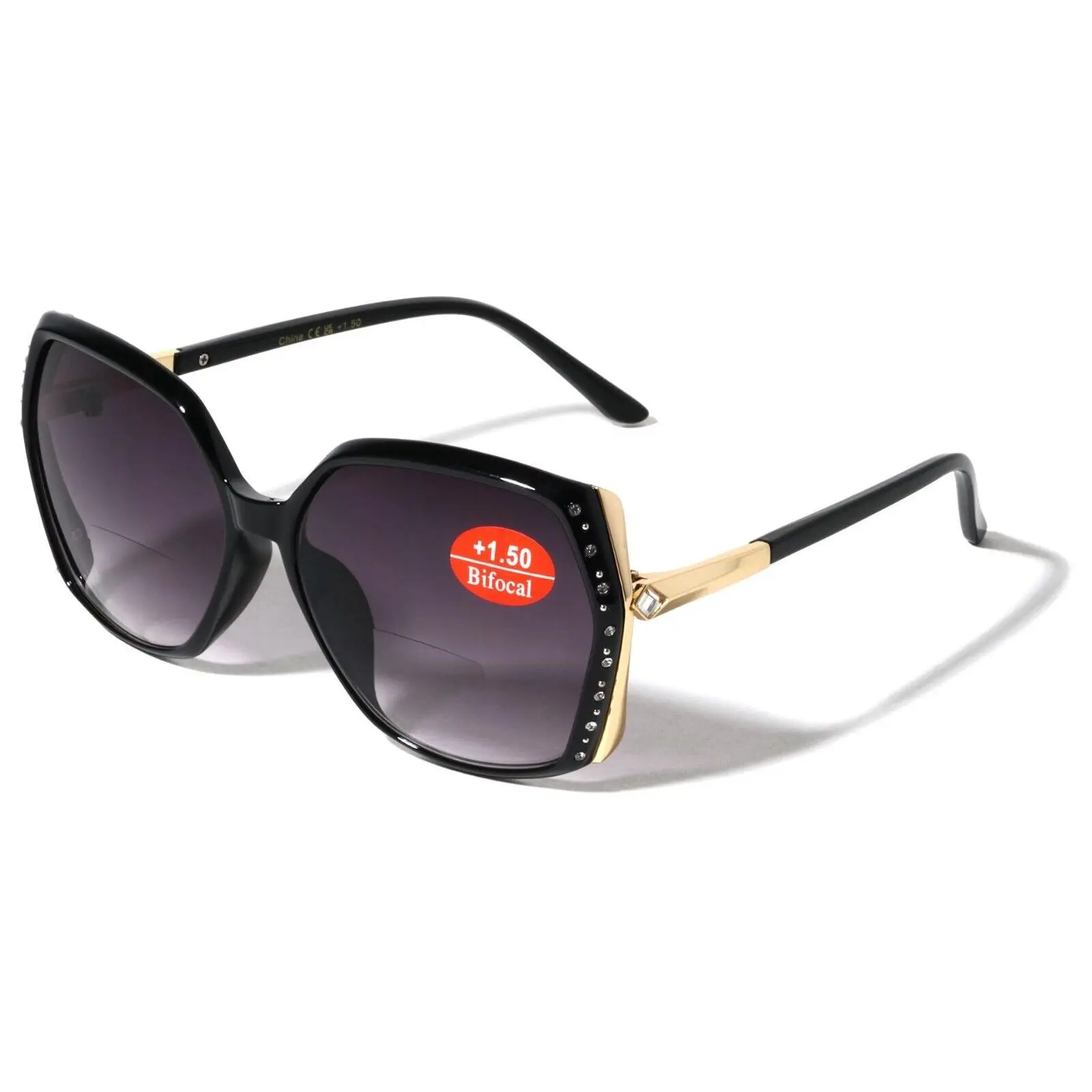 Women Oversized Rhinestones BIFOCAL Reading Sunglasses - Outdoor Reader Glasses