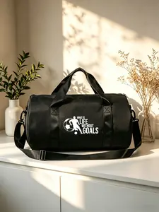 Trendy Football Silhouette Print Travel Duffle Bag, Unisex Fitness Storage Bag, Sport Gym Bag, Multi-purpose Hand & Crossbody Sports Bag with Classic Design for Daily Use
