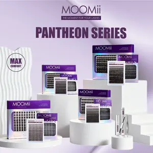 MOOMii D-Curl Mixed Length Cluster Lashes Kit (8-18mm) - DIY At-Home Cosmetic Lash Set with Bond, Seal, Tweezers & Remover, Soft Lightweight, Waterproof, Long-Lasting, Beginner-Friendly Makeup Gift