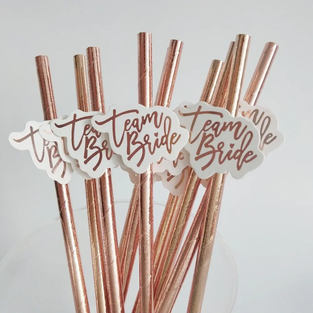 Single Party Paper Straws, Wedding Engagement Bride and Bridesmaid Celebration Party Straws, Party Wine Glass Decorations